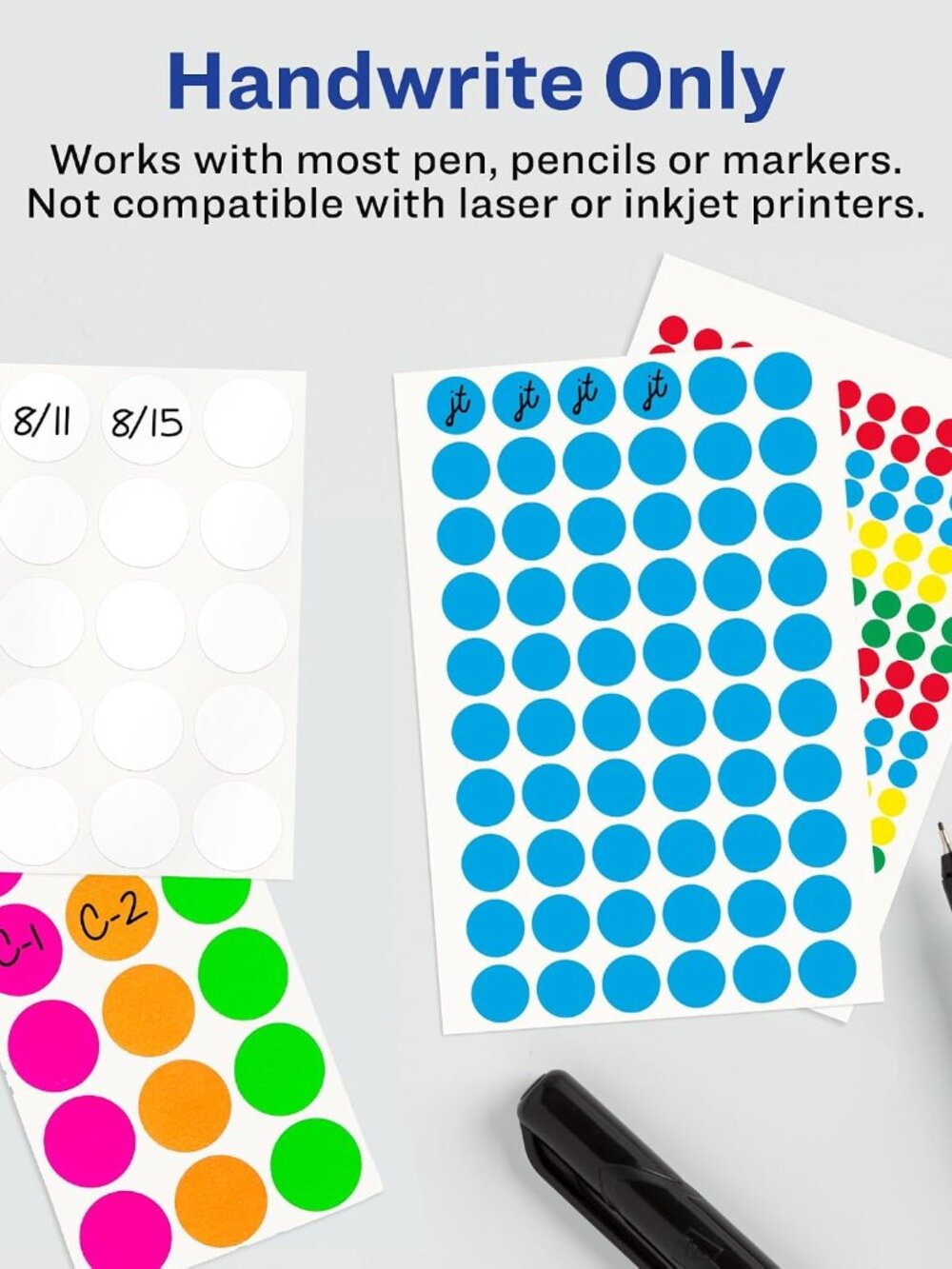 Color-Coding Removable Labels, 3/4 Inch Round Labels, Assorted Neon Colors, Non- - Picture 3 of 6